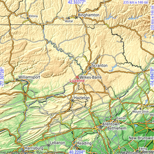 Topographic map of Luzerne