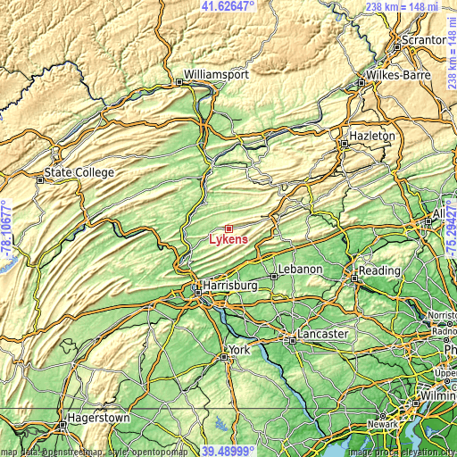 Topographic map of Lykens