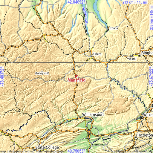 Topographic map of Mansfield