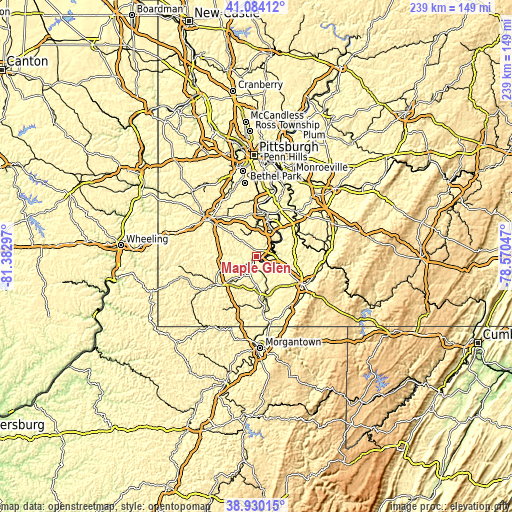 Topographic map of Maple Glen