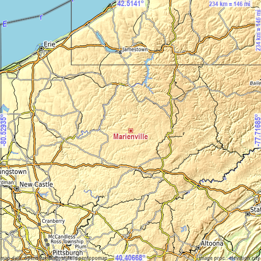 Topographic map of Marienville