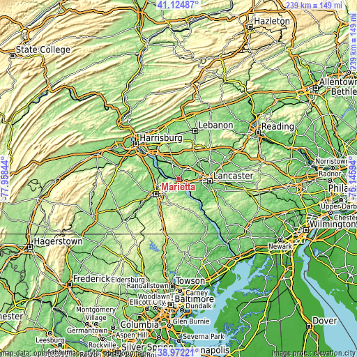 Topographic map of Marietta