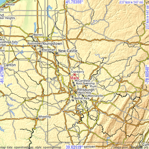 Topographic map of Mars