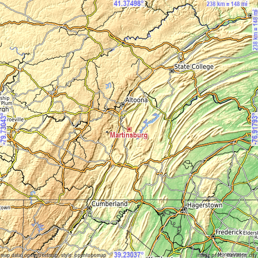 Topographic map of Martinsburg