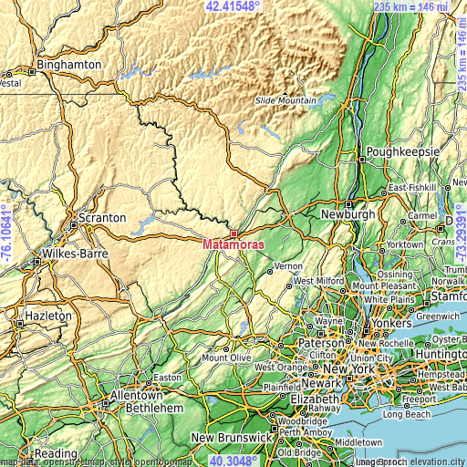 Topographic map of Matamoras