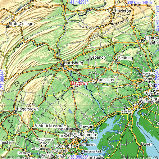 Topographic map of Maytown