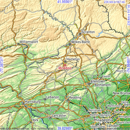 Topographic map of McAdoo