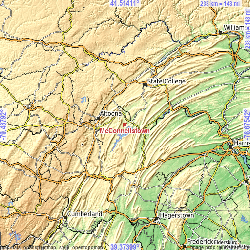 Topographic map of McConnellstown