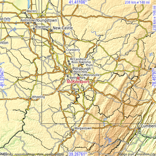 Topographic map of McKeesport