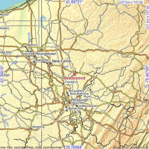 Topographic map of Meadowood