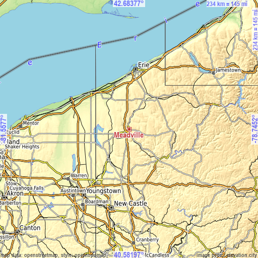 Topographic map of Meadville