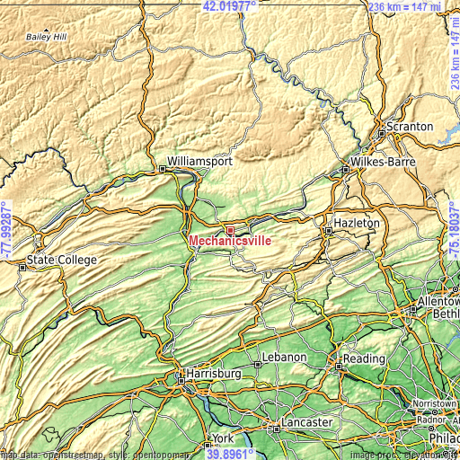 Topographic map of Mechanicsville