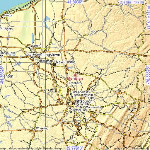 Topographic map of Meridian