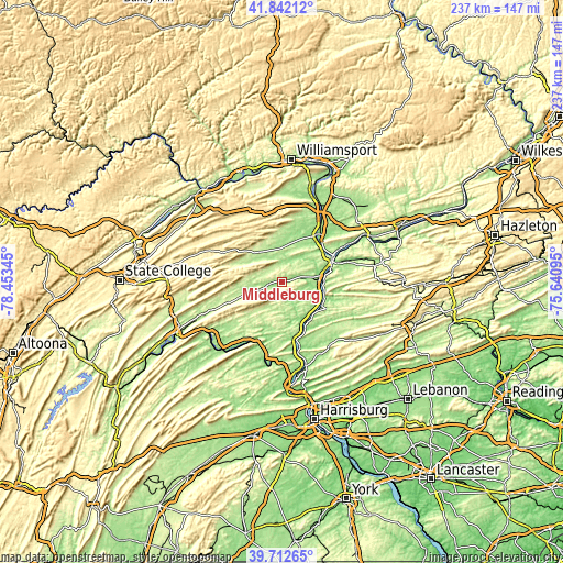 Topographic map of Middleburg