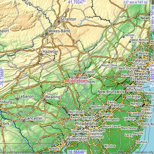 Topographic map of Middletown