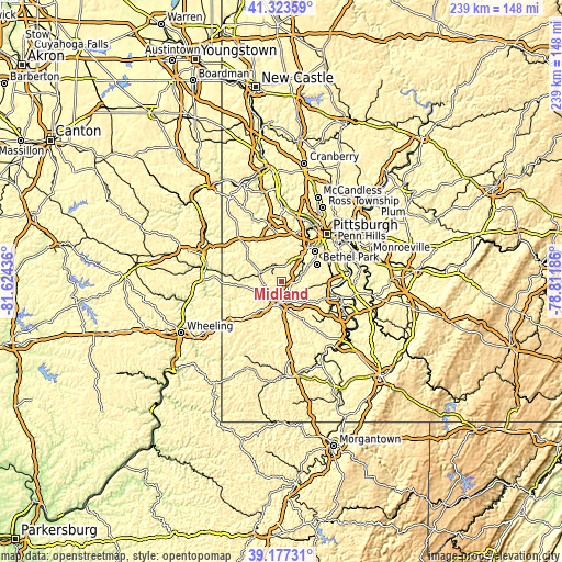 Topographic map of Midland