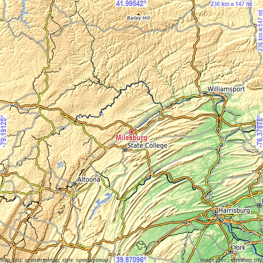 Topographic map of Milesburg