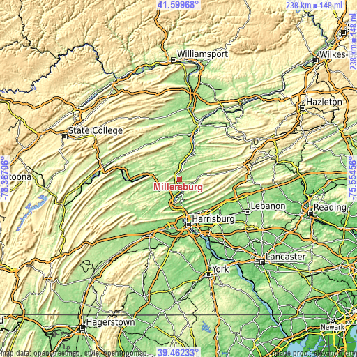 Topographic map of Millersburg