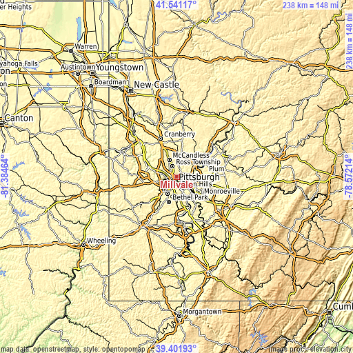Topographic map of Millvale