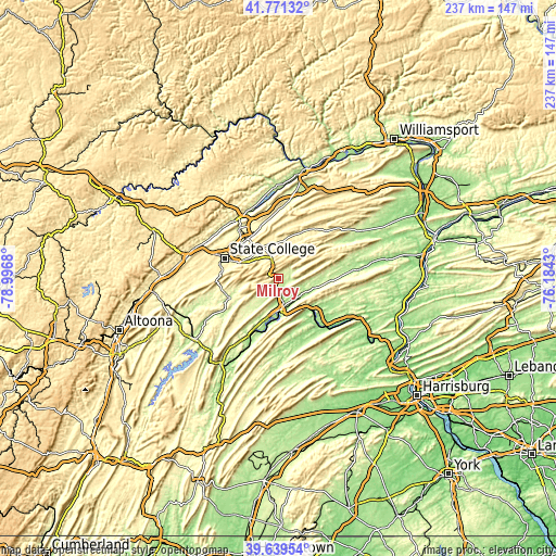 Topographic map of Milroy