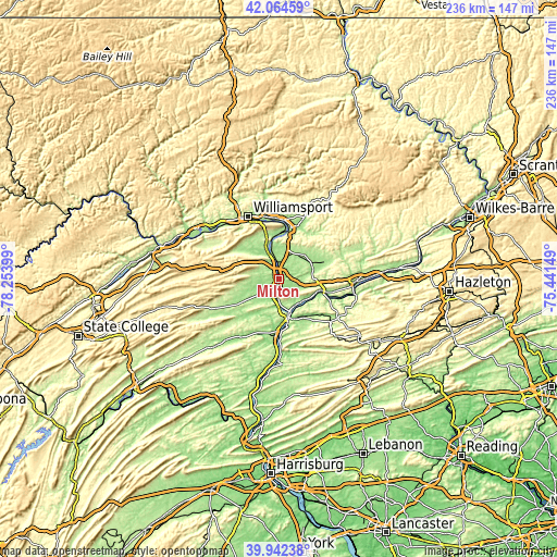 Topographic map of Milton