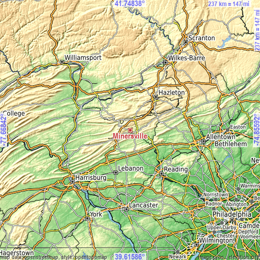 Topographic map of Minersville