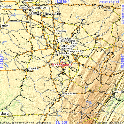 Topographic map of Monongahela