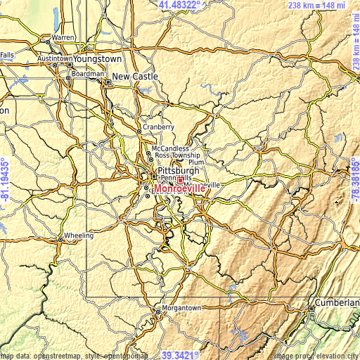 Topographic map of Monroeville