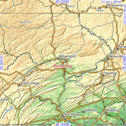 Topographic map of Montgomery