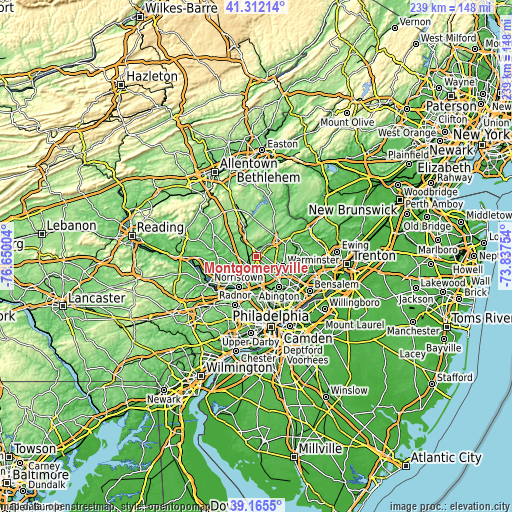 Topographic map of Montgomeryville