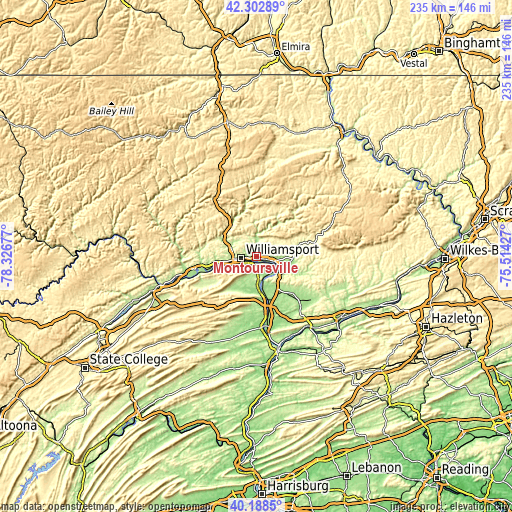 Topographic map of Montoursville