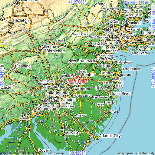 Topographic map of Morrisville