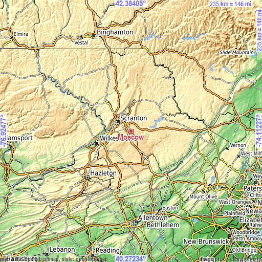 Topographic map of Moscow