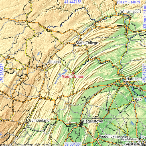 Topographic map of Mount Union