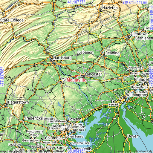 Topographic map of Mountville