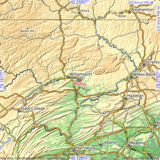 Topographic map of Muncy