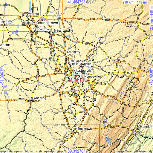 Topographic map of Munhall