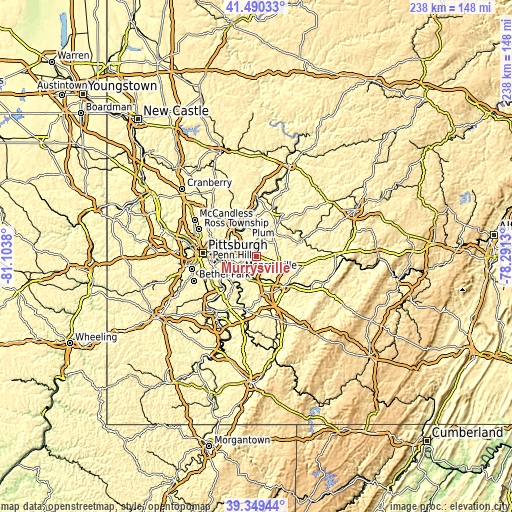 Topographic map of Murrysville