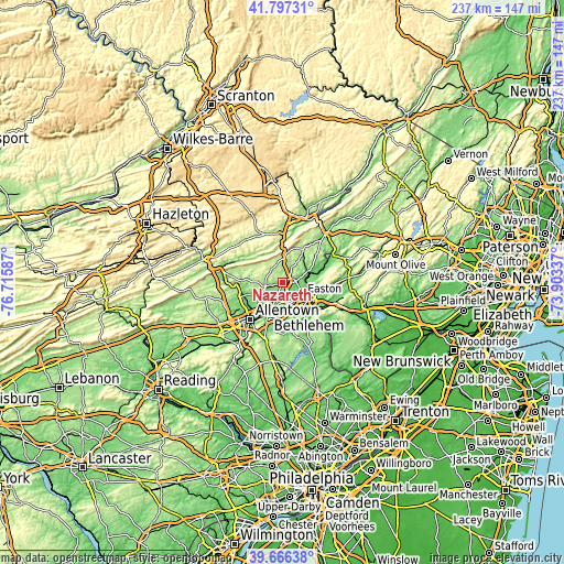 Topographic map of Nazareth