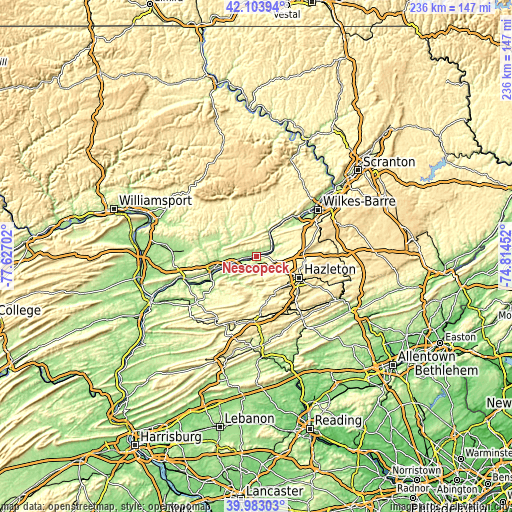 Topographic map of Nescopeck