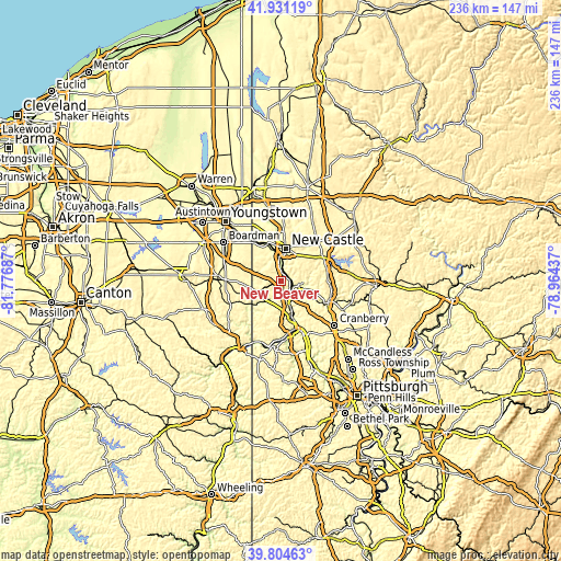 Topographic map of New Beaver