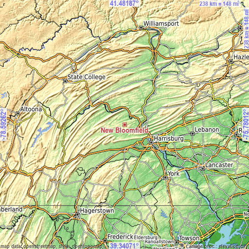 Topographic map of New Bloomfield