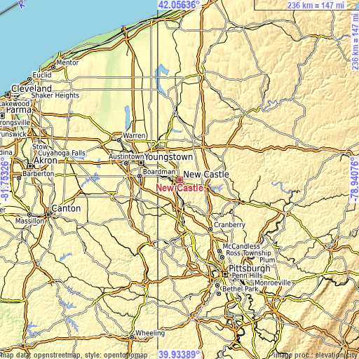 Topographic map of New Castle