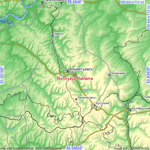 Topographic map of Nizhnyaya Maktama