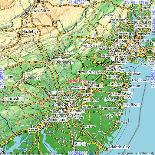 Topographic map of New Hope