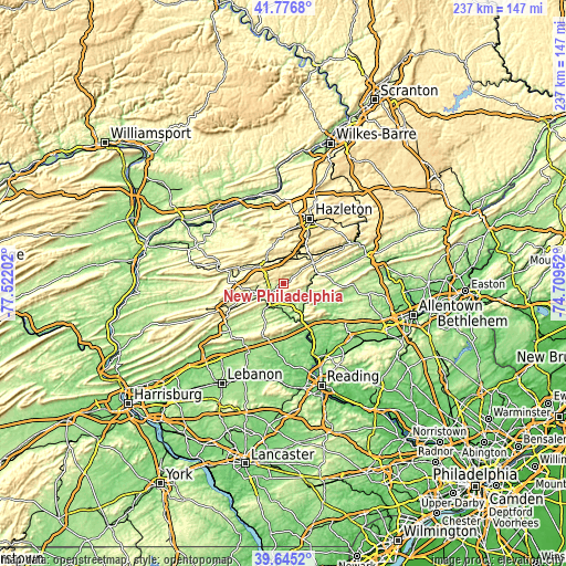 Topographic map of New Philadelphia