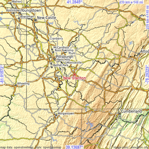 Topographic map of New Stanton