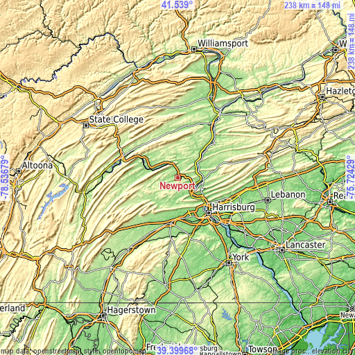 Topographic map of Newport