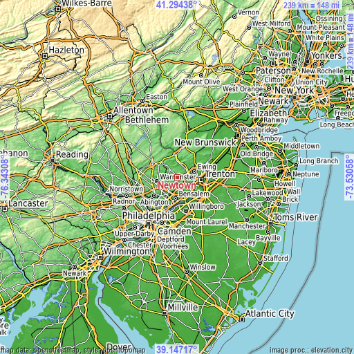 Topographic map of Newtown