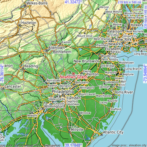 Topographic map of Newtown Grant